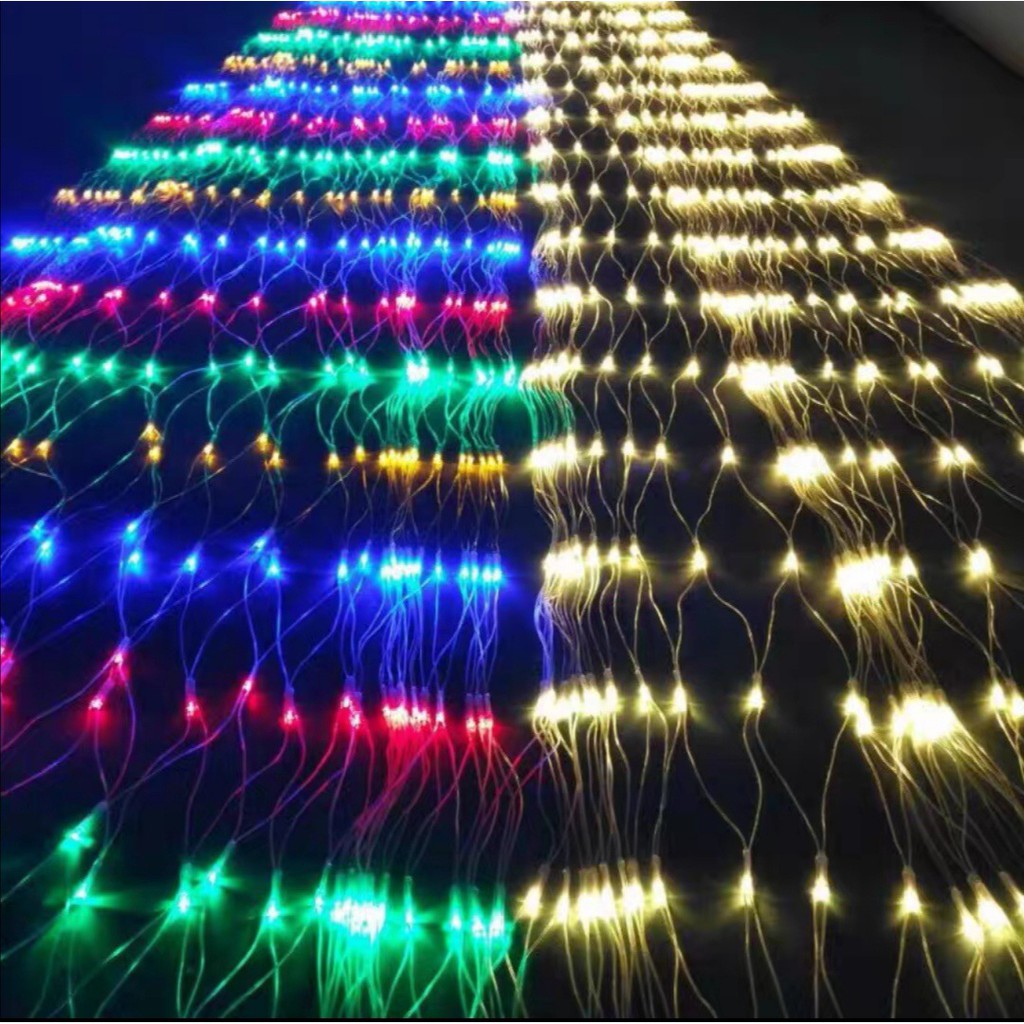Đèn Rèm Lưới Mắt Cáo, Đèn LED Hình Lưới Đèn LED Trang Trí Giánh Sinh, Tiệc, Lễ Tết - Nhiều Chế Độ Nháy 2*2.5m