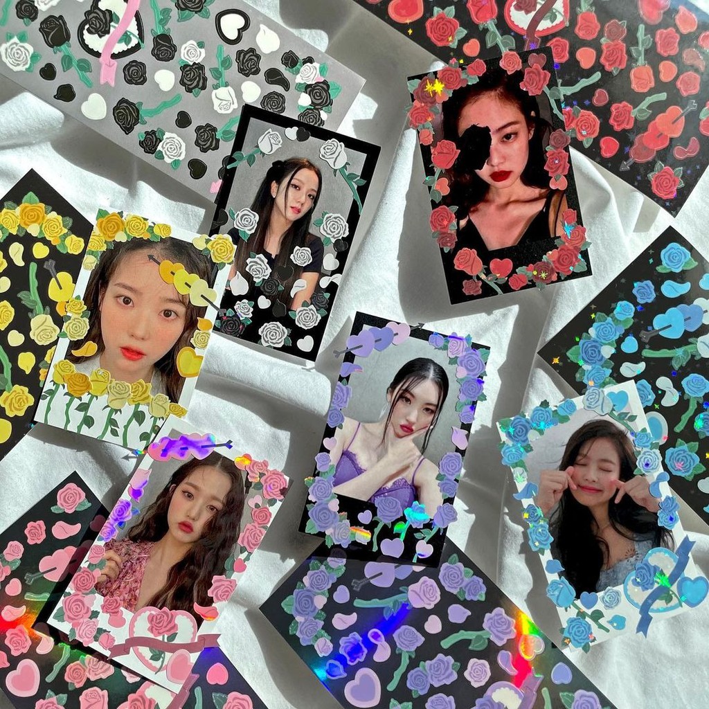 Sticker Hologram Confetti Toploader Ruy Băng 2 Tấm  Hình Dán MINI VER Ribbon Trang Trí Sổ Polaroid Kpop BTS BlackPink
