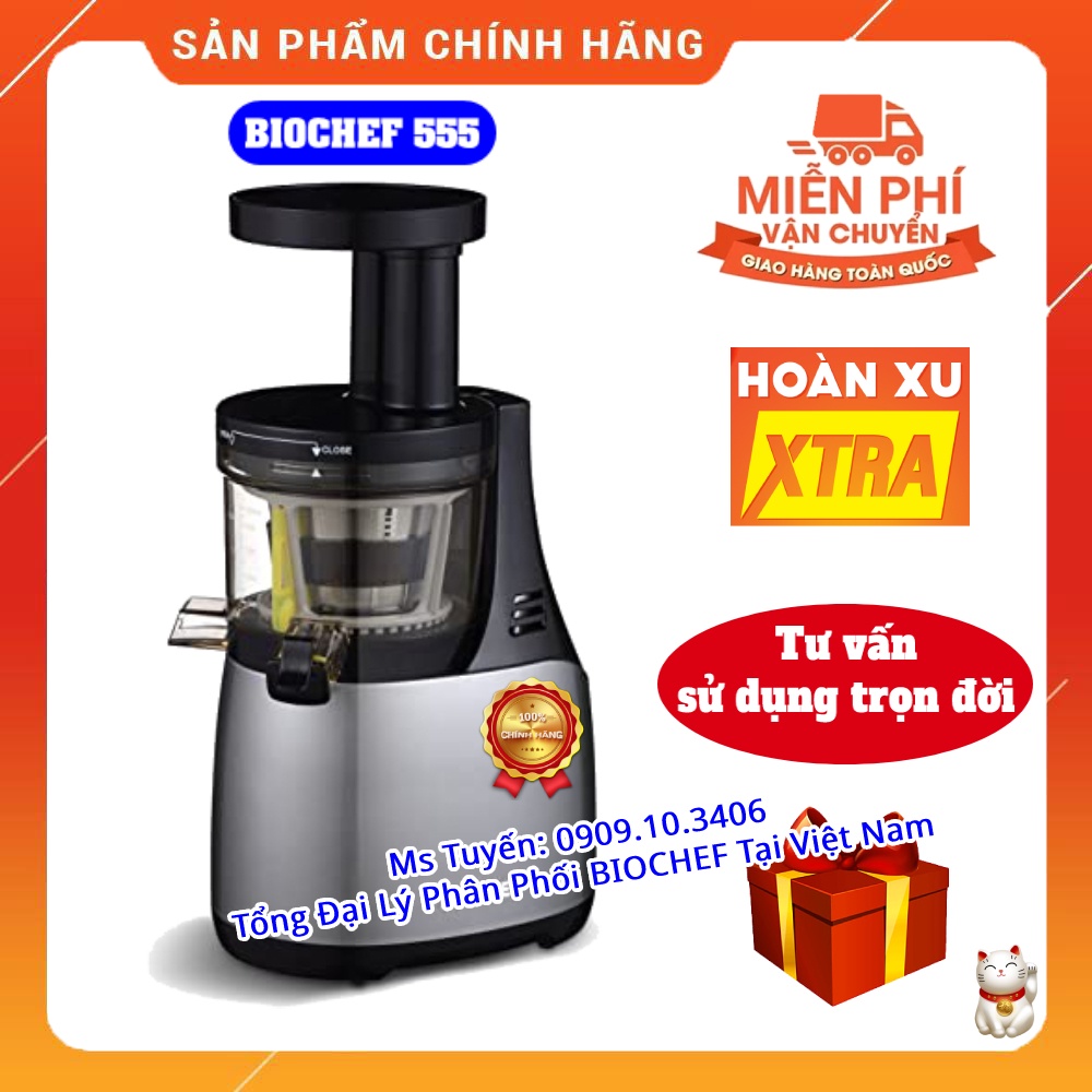 [CHÍNH HÃNG] Máy ép trái cây tốc độ chậm Biochef 555 - Ép Trái Cây Hoa Quả, Siêu Kiệt Bã, Dễ Vệ Sinh