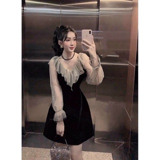 Đầm nhung phối cổ sang chảnh bigsize 55kg-95kg🎀🎀