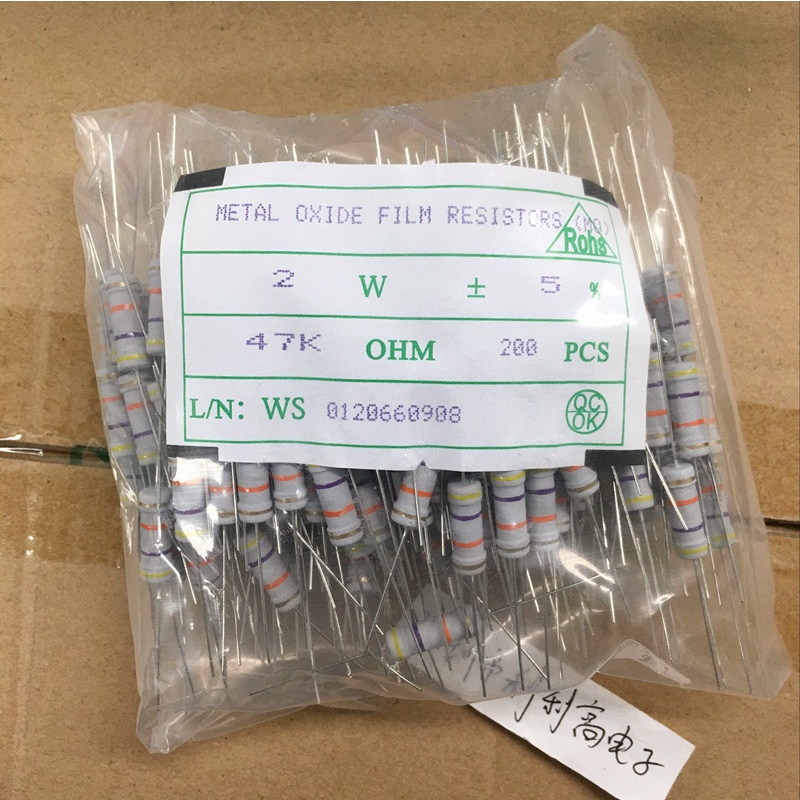 Điện Trở Cắm 2W 5%  1K, 47K túi 10 con