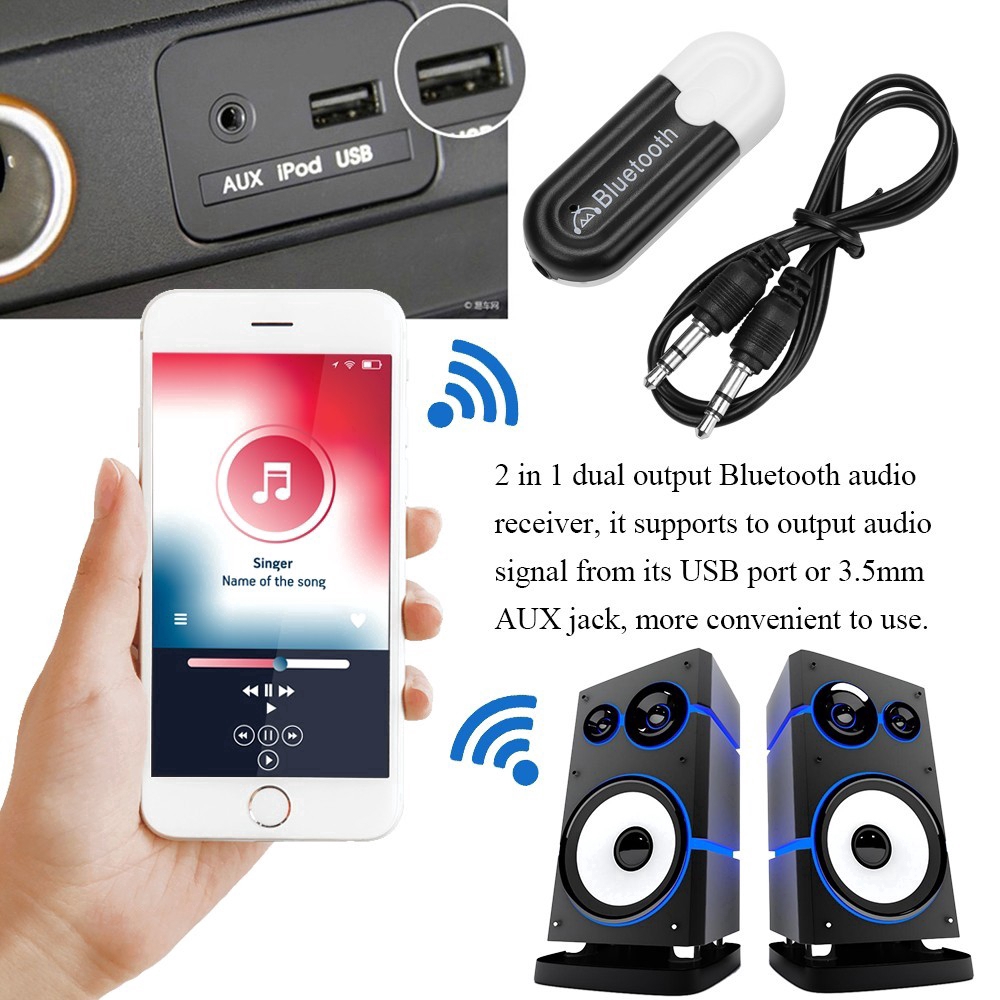 Bộ thu phát âm thanh không dây Bluetooth 2.1 cổng 3.5mm AUX cho xe hơi