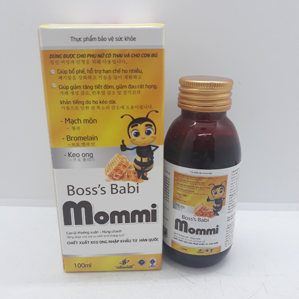 Siro Boss's Babi Mommi chai 100ml chiết xuất keo ong nhập khẩu từ Hàn Quốc