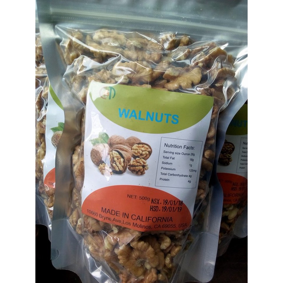 Nhân óc chó mỹ 500g (nhâp khẩu chính hãng hoàn tiền nếu hàng Trung Quốc)