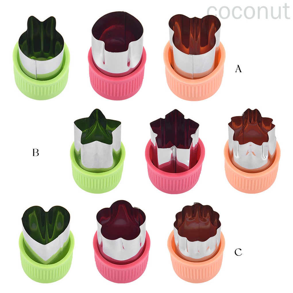 Set 3 khuôn cắt tạo hình trái cây/ rau củ quả bằng thép không gỉ tiện dụng