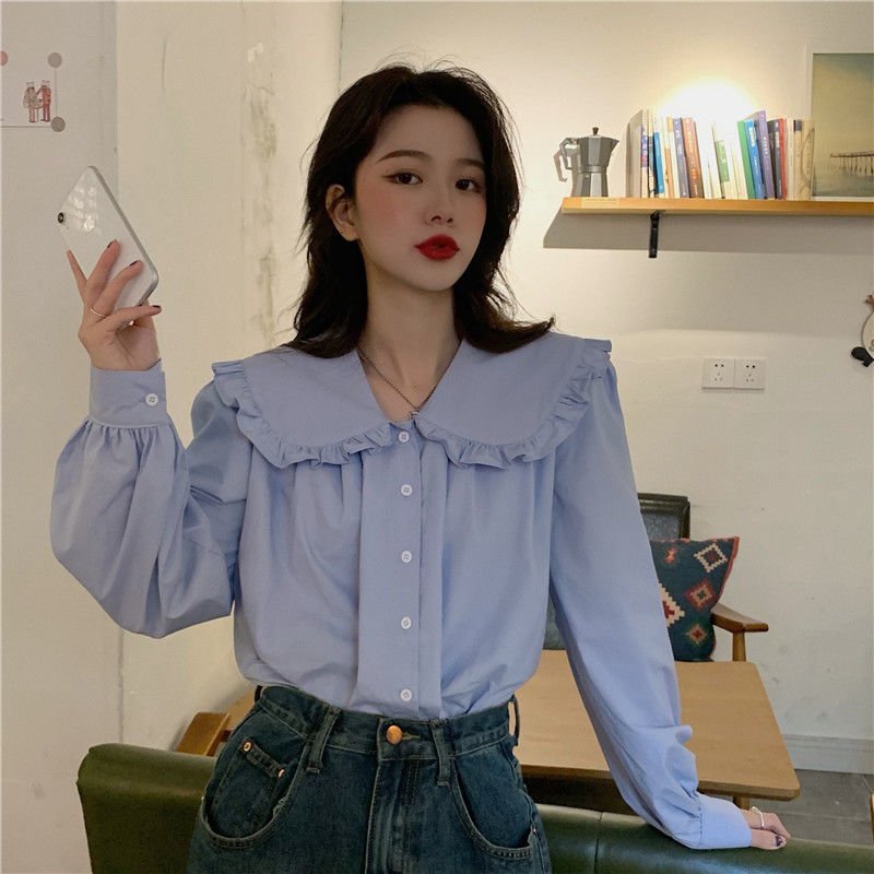 Áo Kiểu Hàn Quốc Tay Dài Dáng Rộng Thiết Kế Xinh Xắn Dành Cho Bé