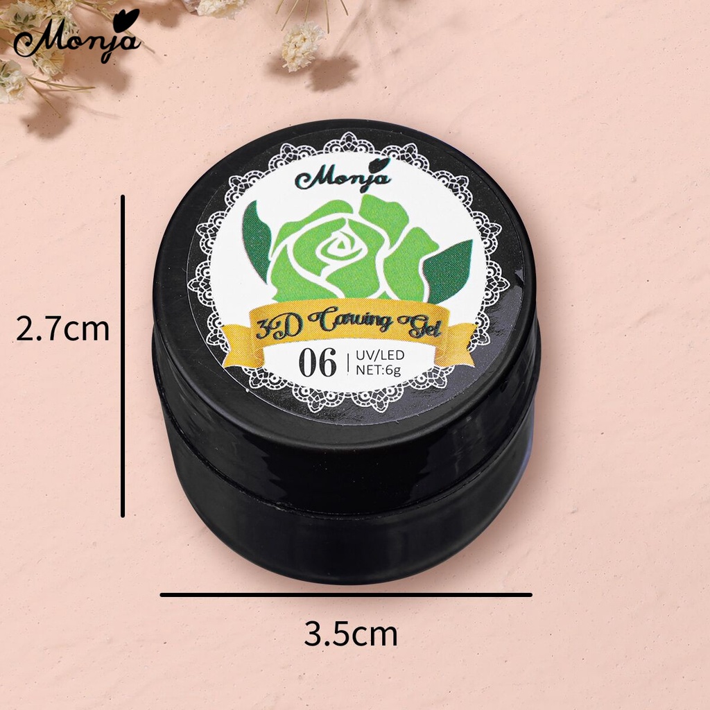 Gel sơn điêu khắc móng tay nghệ thuật MONJA 12 màu sắc tùy chọn thiết kế dập nổi 3D DIY