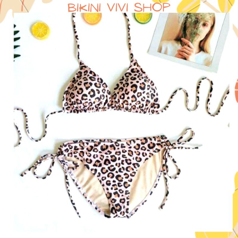 Đồ Bơi Đi Biển, Bikini 2 Mảnh Da Báo Quần Chip Tam Giác Sexy