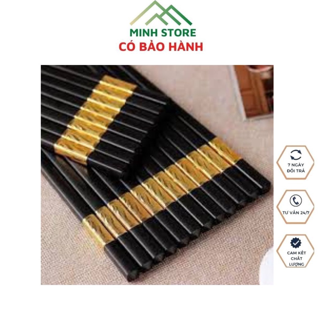 Bộ 10 Đôi Đũa Mạ Vàng Đũa Mạ Vàng Xuất Nhật, Hàn Quốc Cao Cấp, Chống Trơn Trượt