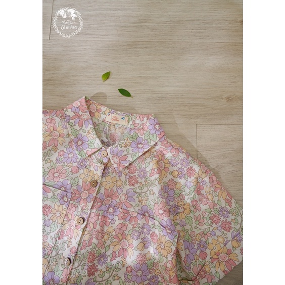 ÁO SƠMI HOA OVERSIZE LÁ IN HOA 2 MÀU XANH NEON/HỒNG TÍM NHẠT