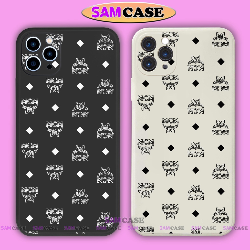 Ốp lưng điện thoại iPhone MCM cạnh viền vuông silicon dẻo bảo vệ camera ip 6/6s/7/8/X/XS/XR/11/12/13/14 Pro Plus Max