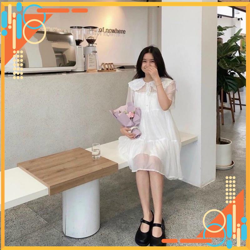 Đầm/Váy babydoll voan tơ cổ sen 3 tầng, váy tơ xếp tầng tiểu thư, váy babydoll cổ sen  MSP14023 | BigBuy360 - bigbuy360.vn