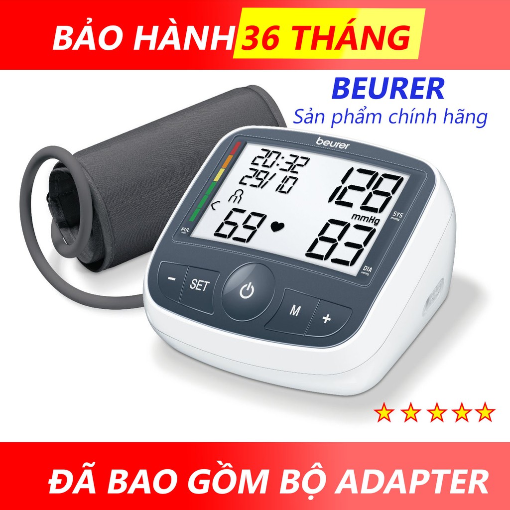 MÁY ĐO HUYẾT ÁP BẮP TAY KHÔNG XÂM LẤN VÀ THEO DÕI HUYẾT ÁP ĐỘNG MẠCH BEURER BM40 (GIÁ ĐÃ BAO GỒM ADAPTER)