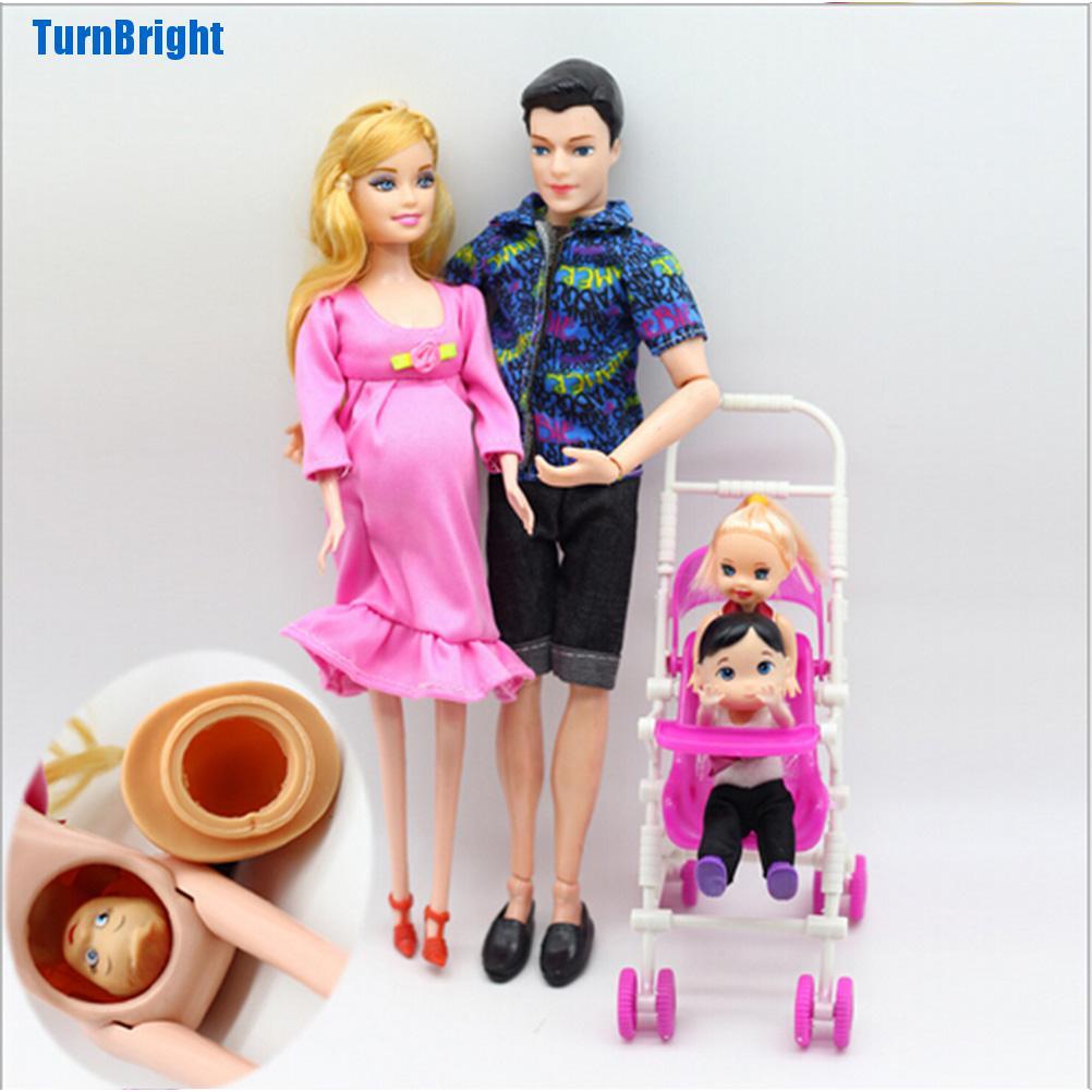 Set 6 Mô Hình Gia Đình Búp Bê Barbie Mang Thai Giáo Dục Cho Bé