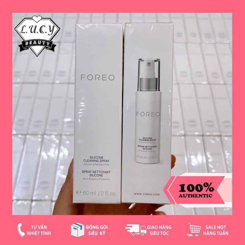 Hàng Thụy Điển- Dung dịch vệ sinh máy rửa mặt Foreo Silicone Cleansing Spray 60ml (Xịt tẩy rửa bàn chải FOREO)