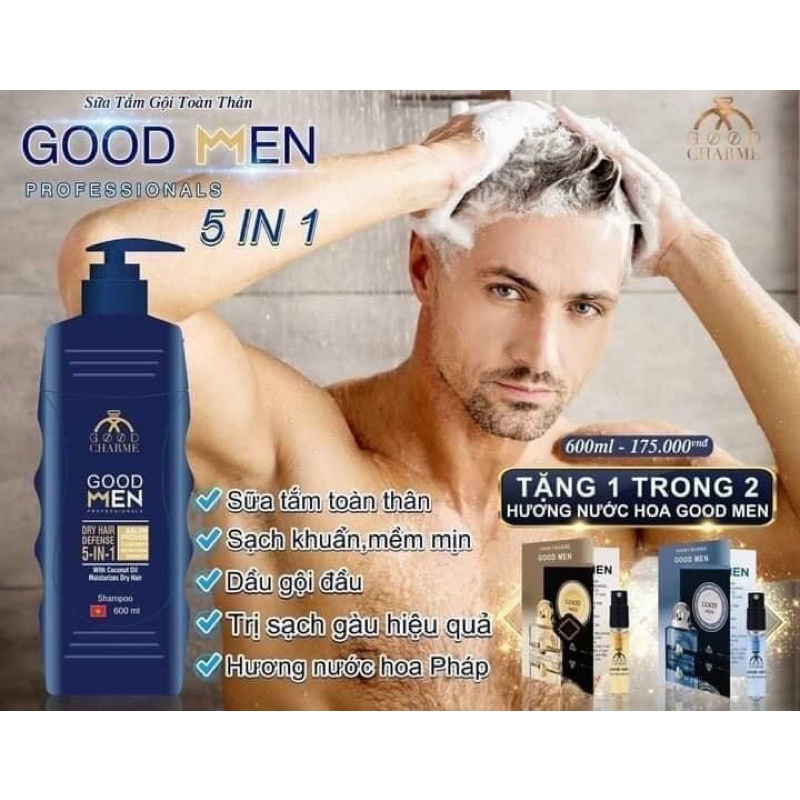 [Chính Hãng] Sữa Tắm Gội Nam Toàn Thân 5in1 600ml  [TẶNG NƯỚC HOA 3ML] | BigBuy360 - bigbuy360.vn