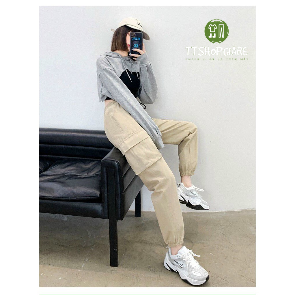Quần jogger kaki túi hộp TRƠN form nam nữ