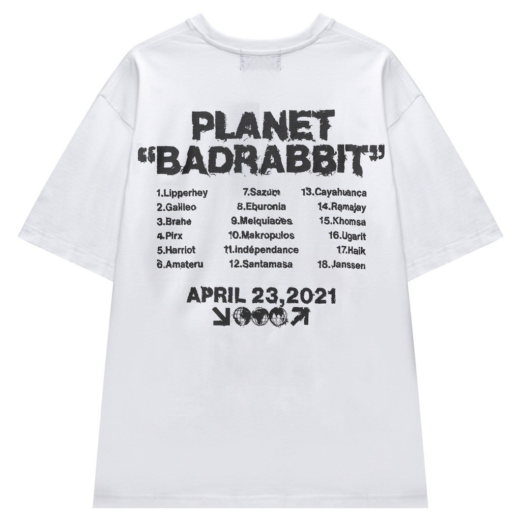Áo Thun Unisex Bad Rabbit PLANET 100% Cotton - Local Brand Chính Hãng Trắng
