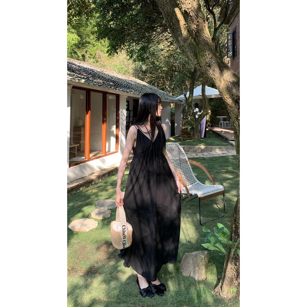 Đầm Hai Dây Màu Đen Thời Trang Cho Nữ 61295