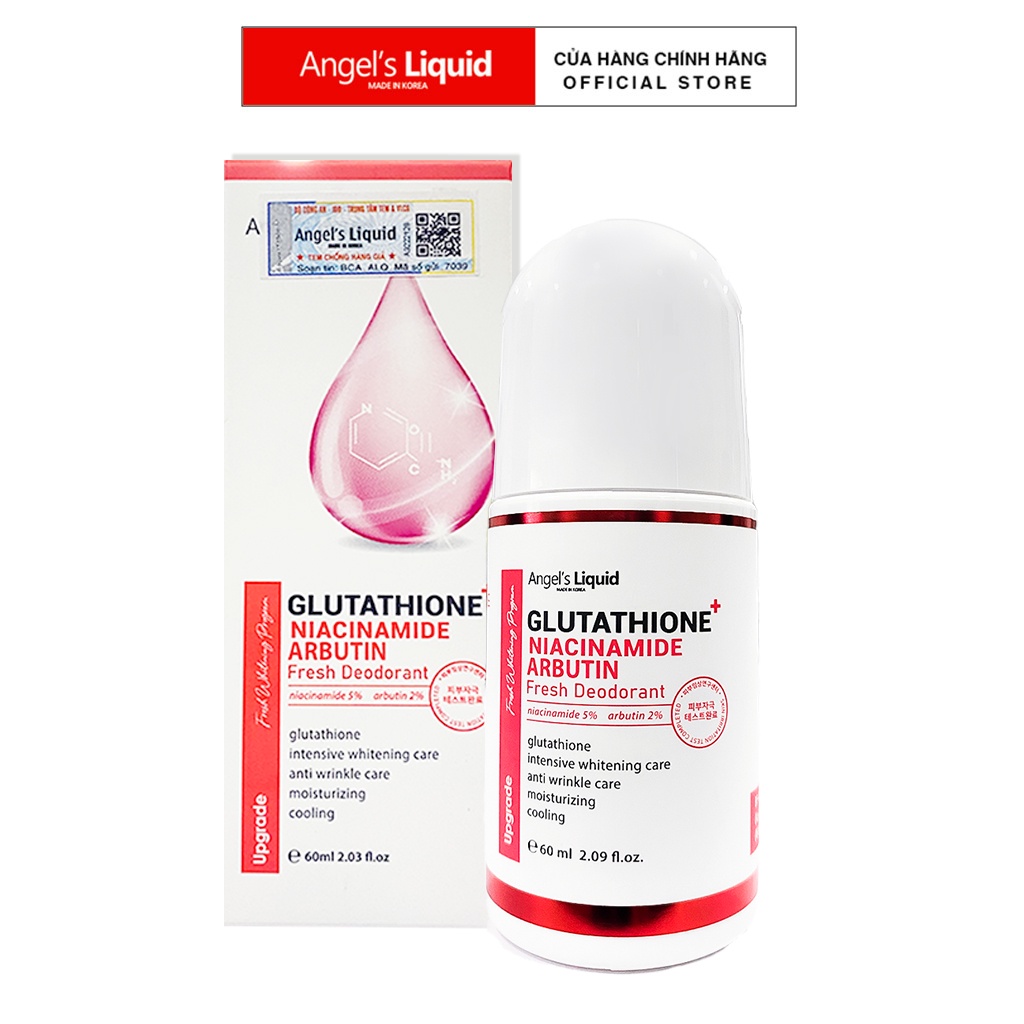 Lăn nách mờ thâm, dưỡng trắng da Angel's Liquid Glutathione plus Niacinamide Arbutin Fresh Deodorant 60ml