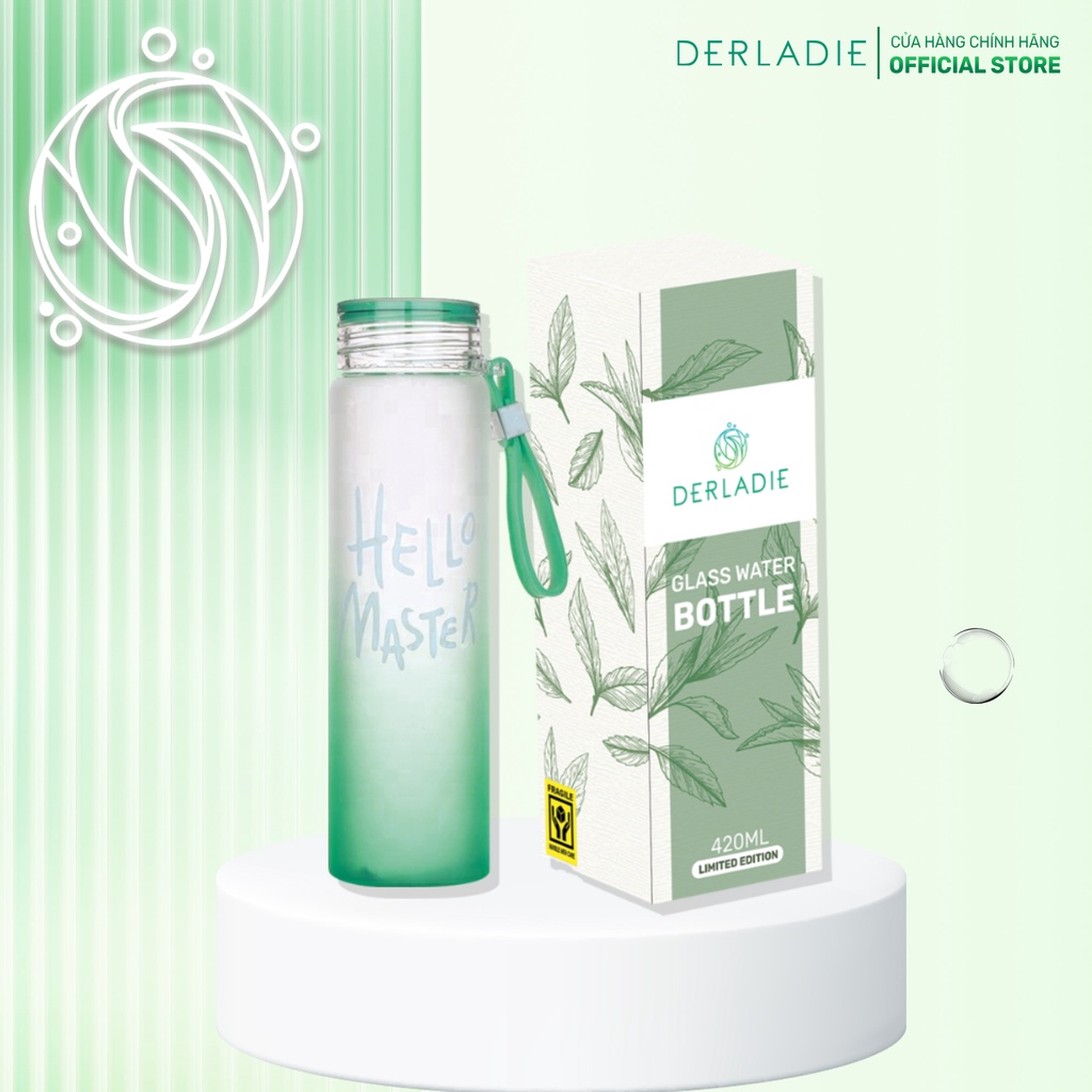 Bình nước thuỷ tinh nhiều màu Derladie Hello Master Water Bottle 420ml