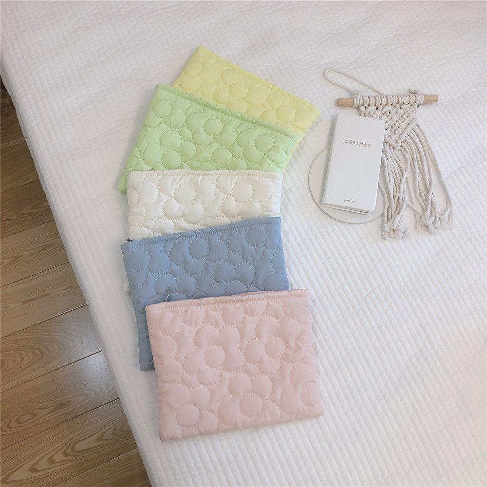 Túi Đựng Đồ Trang Điểm Bằng Vải Bạt Nylon Màu Trơn Họa Tiết Hoa Dễ Thương Cho Nữ