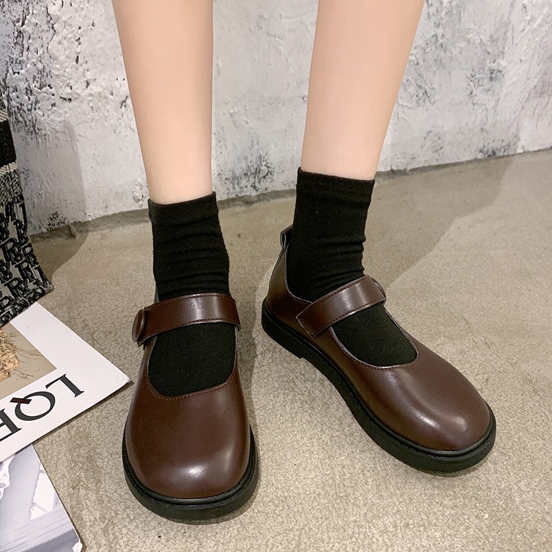 Giày búp bê da IELGY đế bằng phong cách Nhật Bản dễ thương