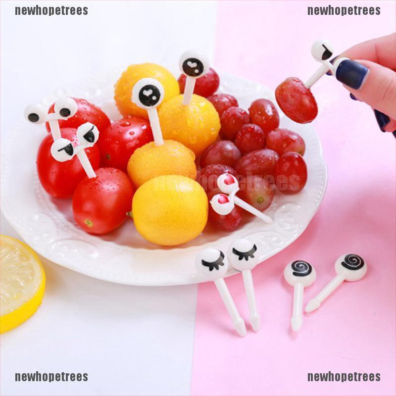 Set 10 Nĩa Ăn Trái Cây Mini Tạo Hình Đôi Mắt Ngộ Nghĩnh