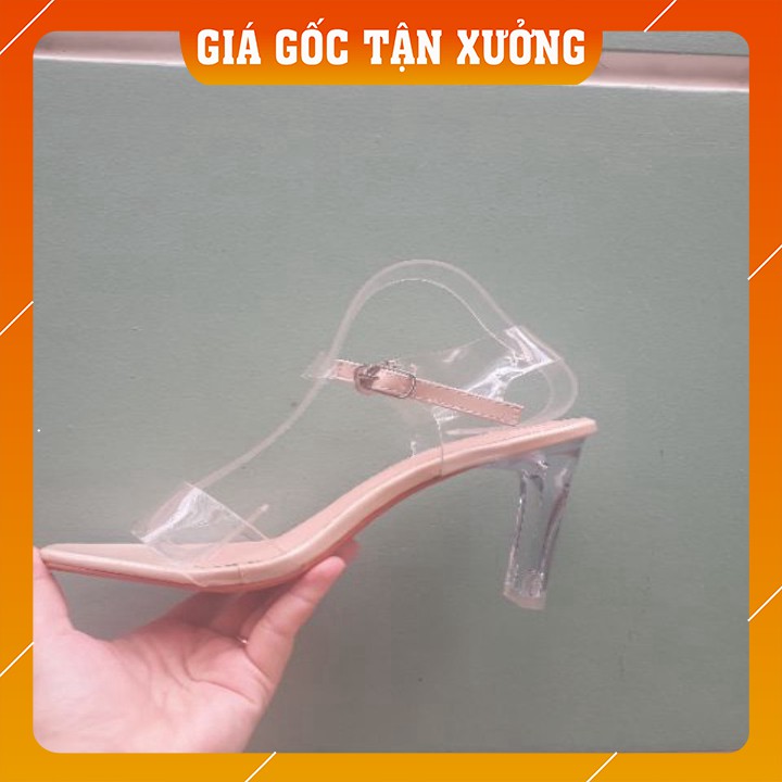 Giày Cao Gót Đế Trong Suốt Quai Trong 9 phân [TUYỂN SỈ VÀ DROP]