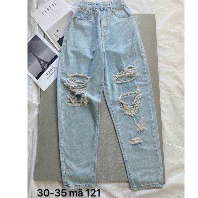 Bigsize (30-35) Quần Baggy Jeans Nữ VNXk Rách FREESHIP Size Lớn Chất Xịn Ms 122 - TC shop jeans