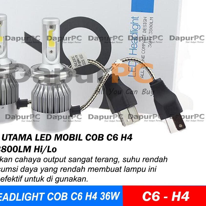 Set 2 Đèn Pha Led Cob C6 H4 36w - 3800lm Chuyên Dụng Cho Xe Hơi