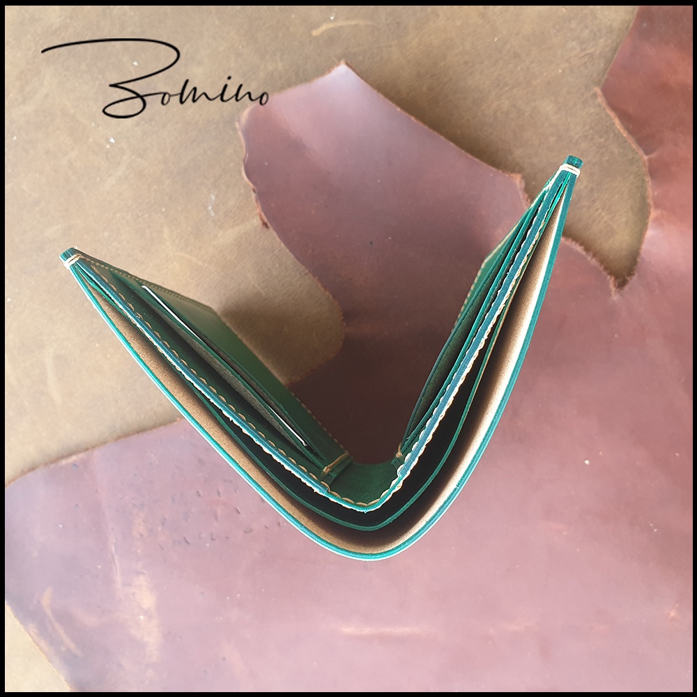 Ví da nam màu xanh lá cây dáng đứng chất liệu da bò thật mã VZM02