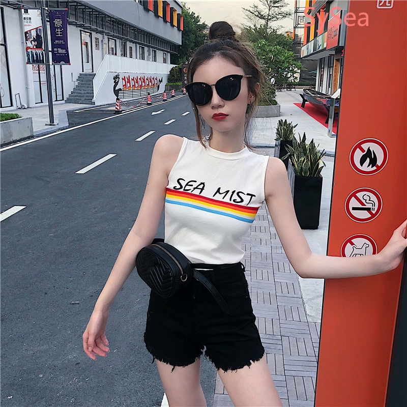 Áo ba lỗ ôm dáng họa tiết sọc ngang thời trang nữ trẻ trung năng động