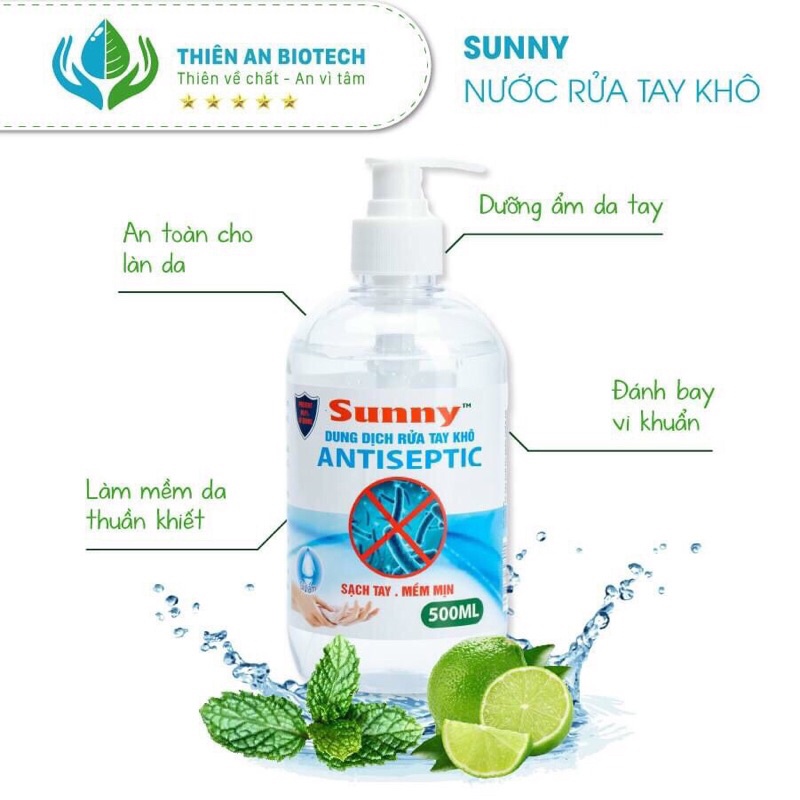 NƯỚC RỬA TAY SINH HỌC SUNNY DIỆT KHUẨN 99,9% BẢO VỆ DA TAY 500ml | NƯỚC RỬA TAY KHÔ AN TOÀN CHO DA TAY - bobashop.vn