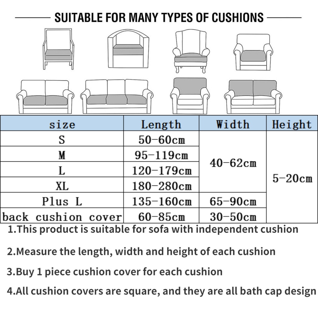 Vỏ Bọc Đệm Ghế Sofa 1 / 2 / 3 / 4 Chỗ Ngồi Hình Chữ L Màu Trơn Co Giãn Trang Trí Nội Thất Phòng Khách