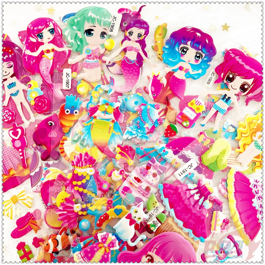 ❀ Miếng Dán Trang Trí Hình Hoạt Hình Xinh Xắn Cho Bé Gái Q-1 DIY ❀ 1 Miếng Dán Bong Bóng 3D Bằng PVC Chống Nước