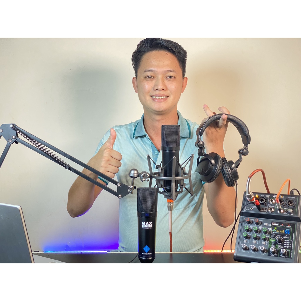 [Tặng full phụ kiện] Combo thu âm, karaoke, livestream tuyệt đỉnh Micro Max 87 pro II và Mixer G4 2022. Bảo hành 12 thán