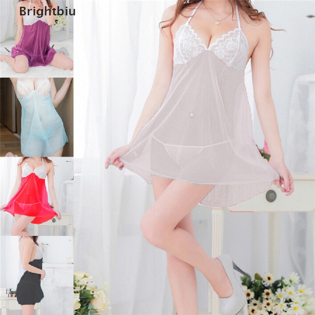 Women Lingerie Lace Robe Dress Babydoll Nightdress Nightgown Sleepwear