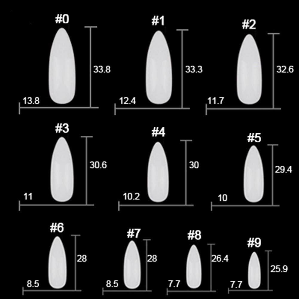 Set 100 / 500 Móng Tay Giả Bằng Acrylic Phủ Toàn Diện 3 Màu Tùy Chọn Diy