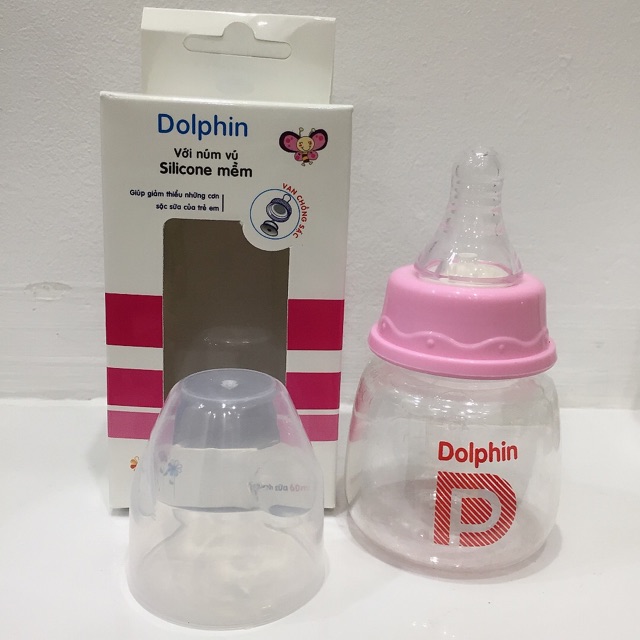 [ CÓ VAN CHỐNG SẶC ] Bình Sữa Nhí 60ml DOLPHIN - HÀNG CÔNG TY - An toàn cho các bé từ sơ sinh