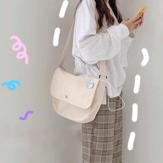 Túi đeo chéo Canvas đen - be