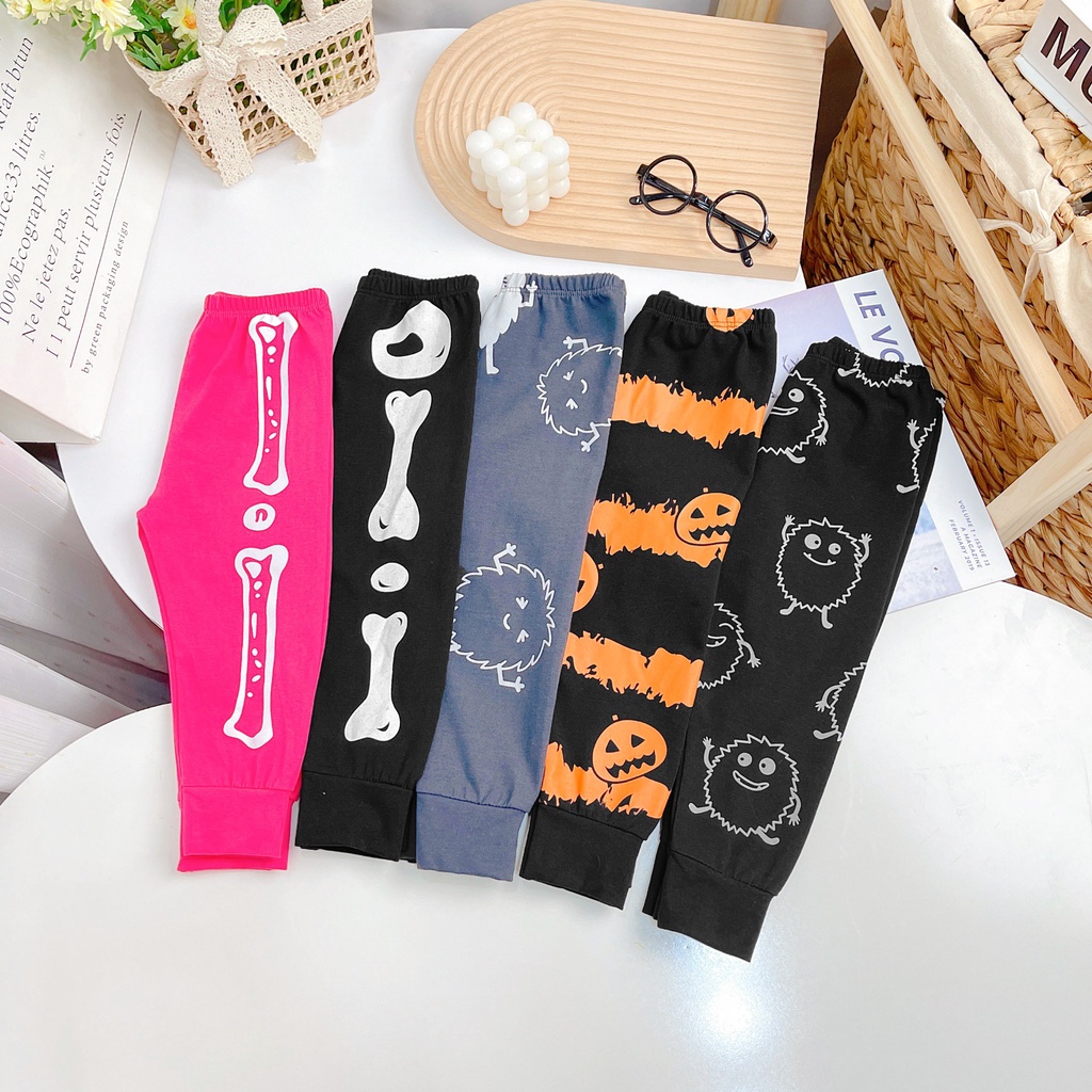 Bộ Quần Áo Bé Gái, Bé Trai KIMCHIBABY Vải Cotton 4C Dư Xịn Hoạ Tiết Halloween, Bộ Dài Tay Cho Bé Mặc Nhà MKMTD2240
