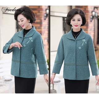 🛄 Áo Khoác Dạ Thêu Hoa Cho Tuổi Trung Niên - Áo Khoác Len Dạ Trung Niên Cao Cấp