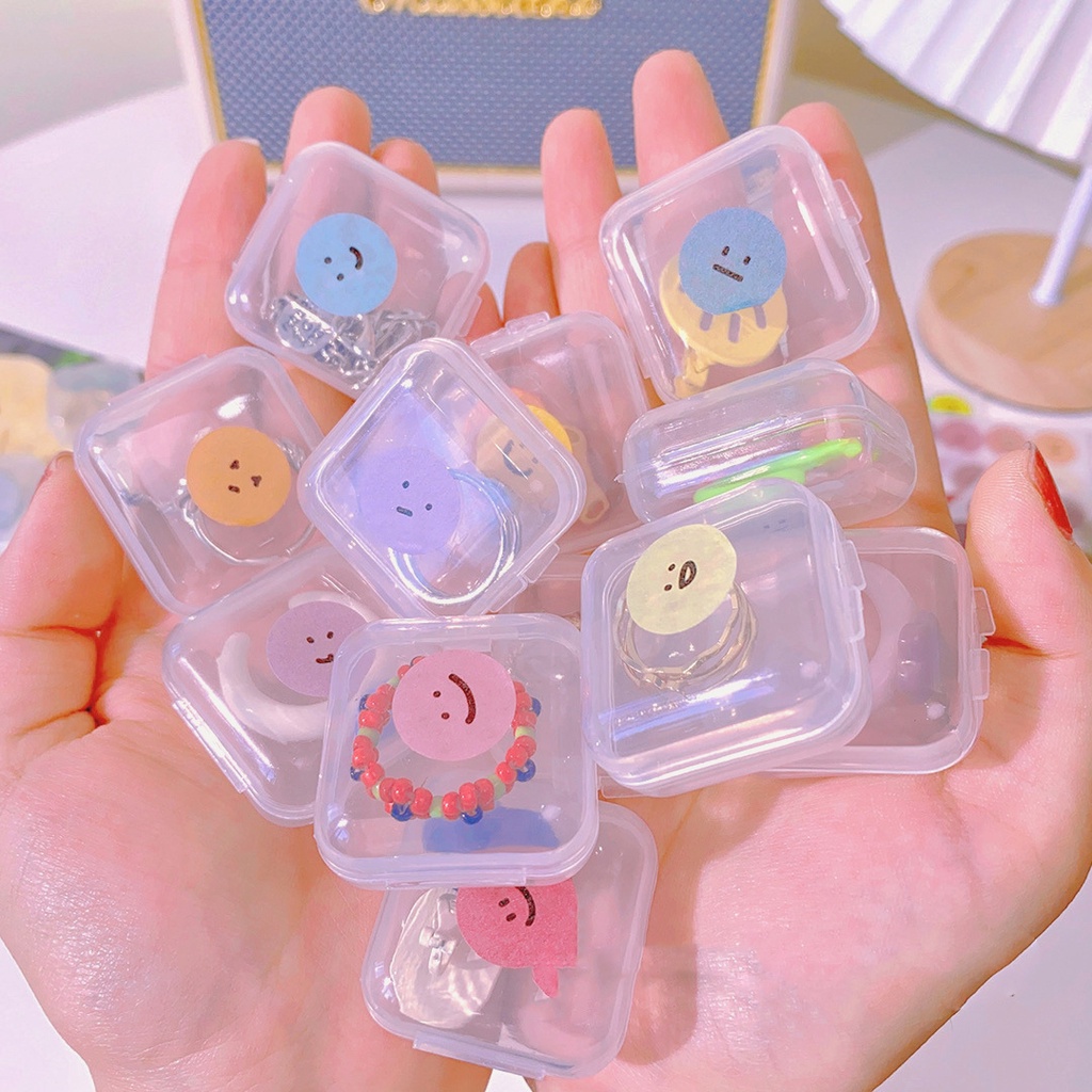 Hộp Nhựa Mini Trong Suốt Hình Vuông Dùng Đựng Trang Sức Tiện Dụng