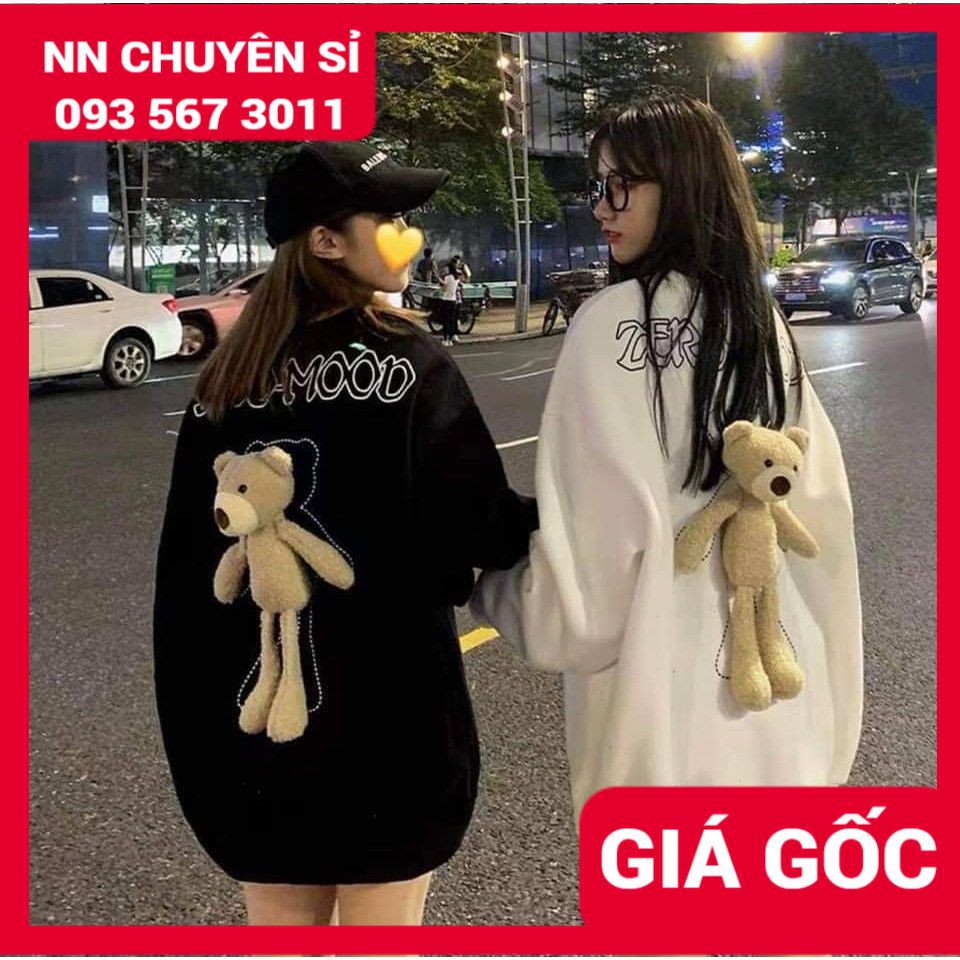 Áo sweater nữ gấu to Áo hoodie nữ không nón chất nỉ mềm mịn mát phối gấu to sau lưng TP55 TP57