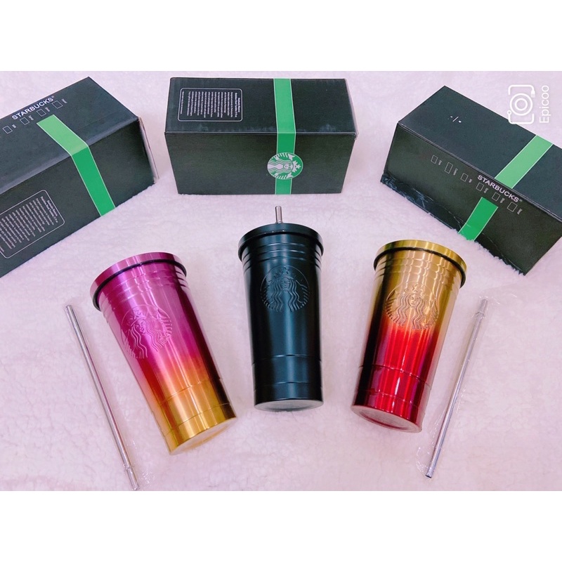 Cốc uống nước có ống hút họa tiết Starbucks, ly giữ nhiệt khắc Starbucks giữ nhiệy 6-8 tiếng