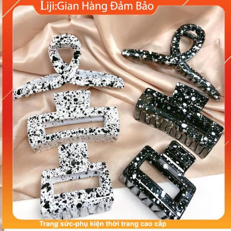 Kẹp Tóc Hàn Quốc Màu Loang Trắng Đen Phong Cách Hiện Đại Cá Tính
