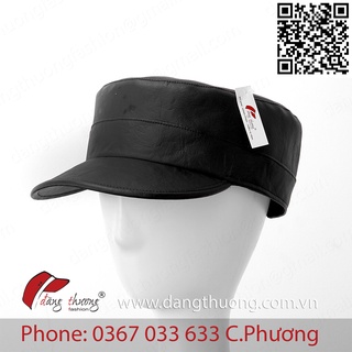 Mũ nón kết lưỡi trai đầu bằng chóp vuông da Pu trơn nam nữ phong cách lính Army