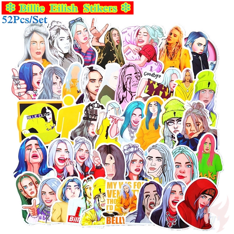❉ Billie Eilish Series 02 - Pop Singer Superstar Stickers ❉ 52Pcs/Set DIY Fashion Mixed Doodle Decals Stickers
