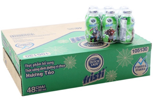 Thùng sữa chua uống Fristi 80ml hương Cam ,Dâu ,Táo ,Nho (48 chai)